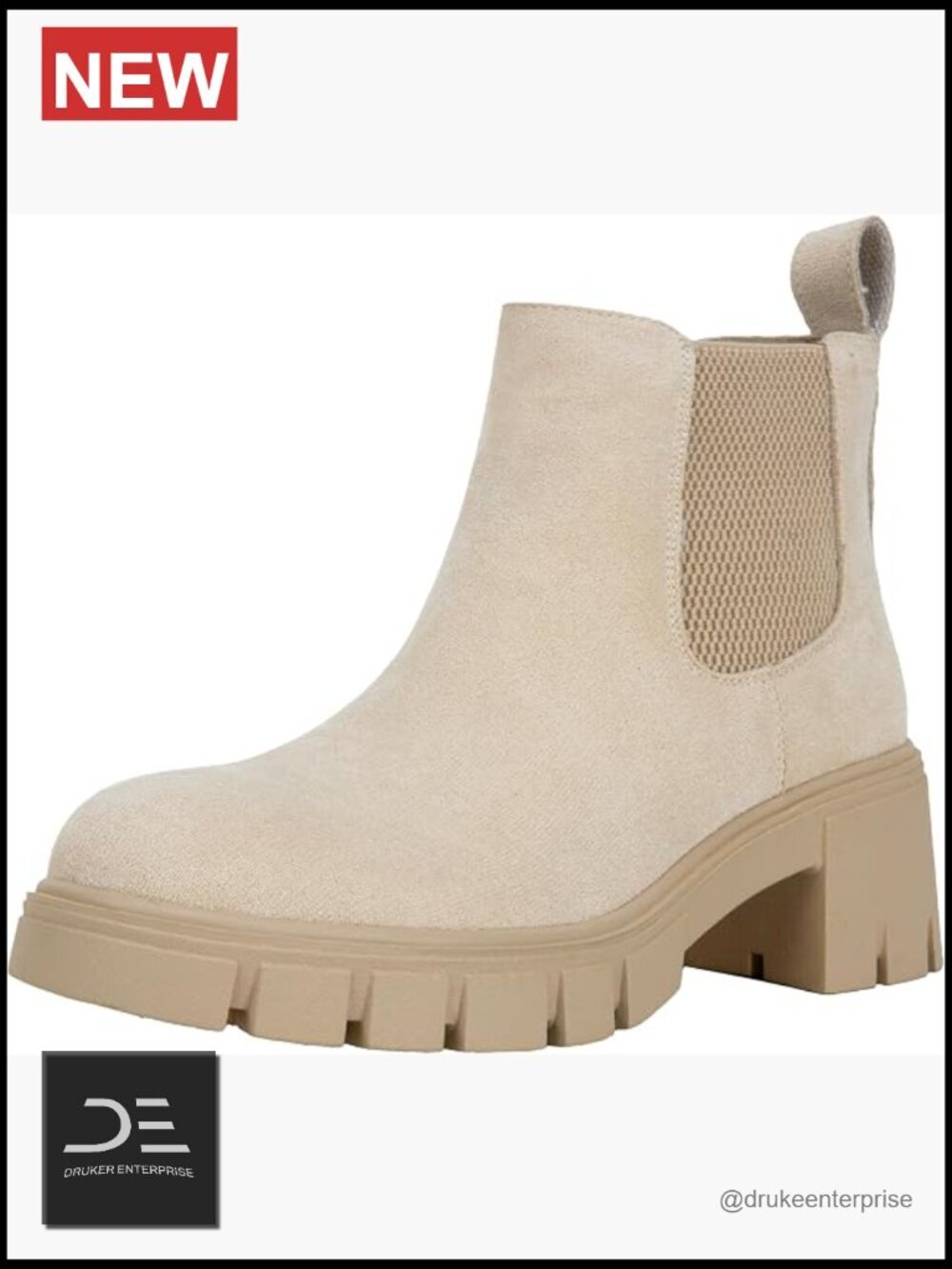 Platform Lug Sole Chelsea Ankle Booties Slip On Elastic